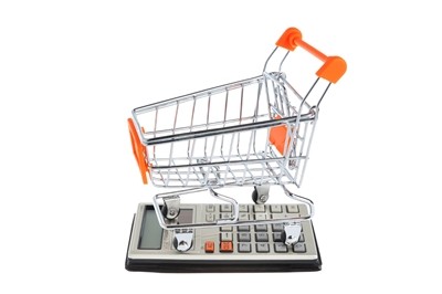 Shopping cart on a calculator