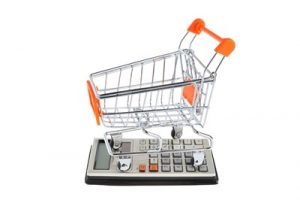 Shopping cart on a calculator  