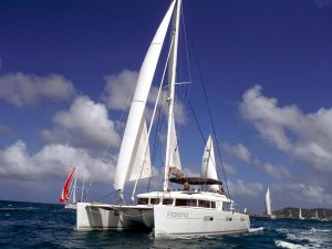 World ARC 2015/2016 - Lagoon 620 Makena crosses the start line in Saint Lucia © WCC