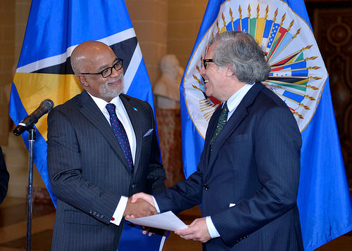 Anton E. Edmunds and the Secretary General of the OAS, Luis Almagro