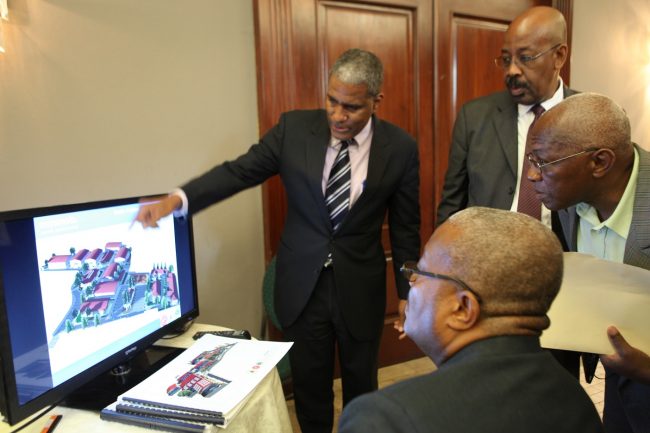 During the project launch workshop, stakeholders view a rendering of the St. Martin TVET Centre, which was completely destroyed by the 2010 earthquake. CDB will reconstruct the Centre under the TVET Project II.