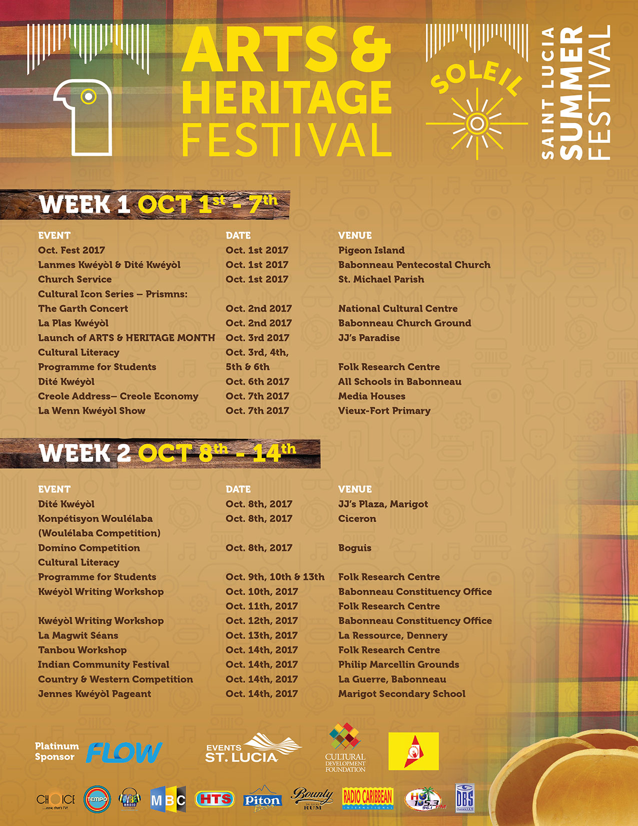 SOLEIL Arts & Heritage Festival Schedule Caribbean Press Release