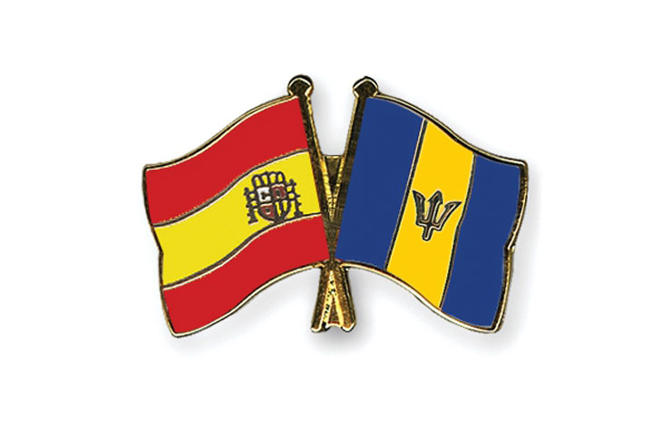 Spain and Barbados Flags