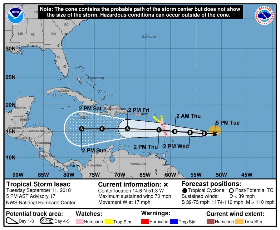 Tropical Storm Isaac Public Advisory #17