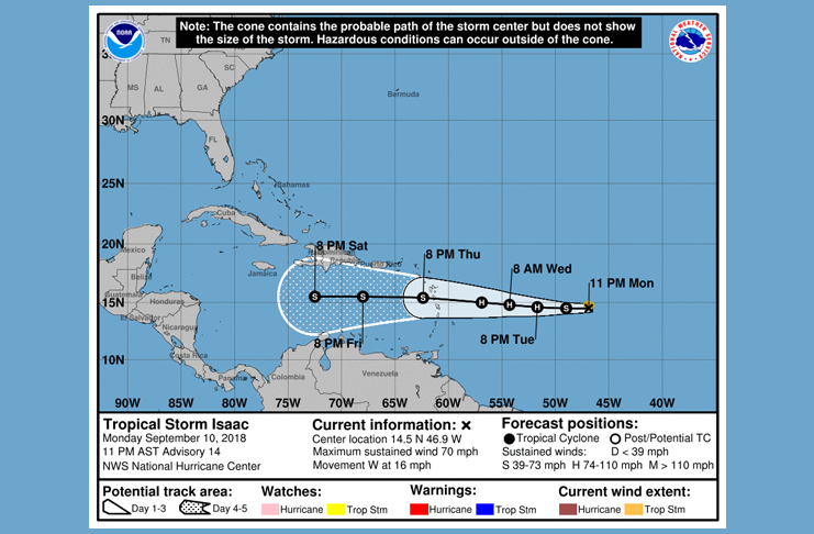 Tropical Storm Isaac Public Advisory #14
