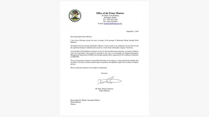 Solidarity Letter to the Prime Minister of The Bahamas