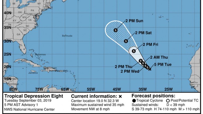 Tropical Depression Eight Public Advisory