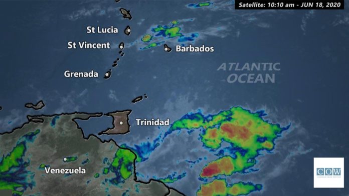 Showers and Thunderstorms East of Trinidad