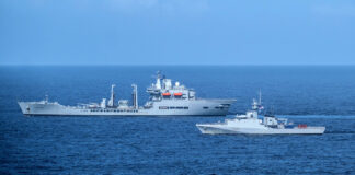 Royal Navy HMS Medway and RFA Wave Knight at sea